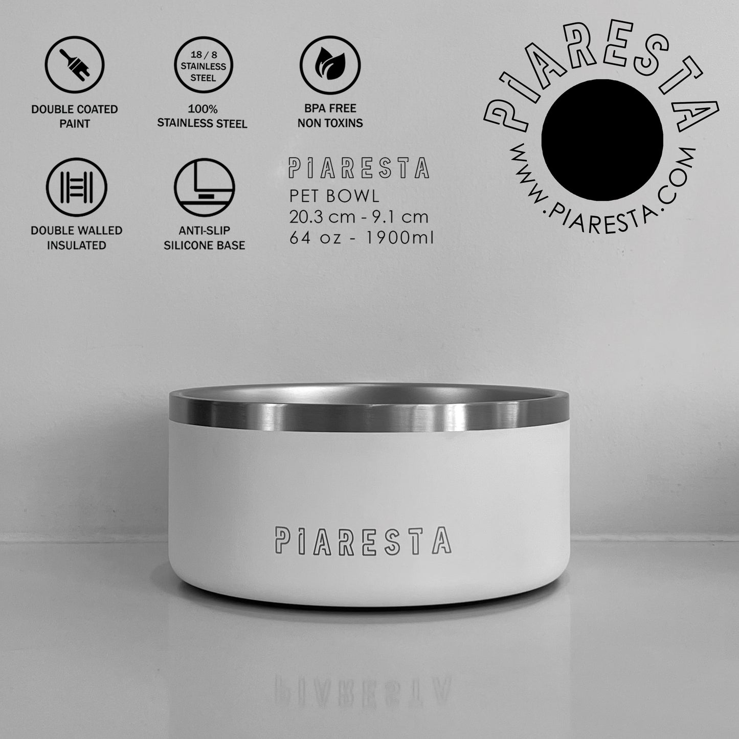 White Stainless Steel Pet Bowl